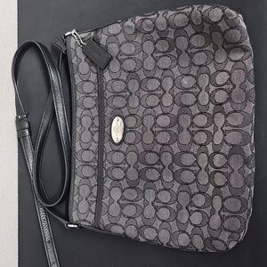 Coach Crossbody Bag in Black and Gray Signature Jacquard